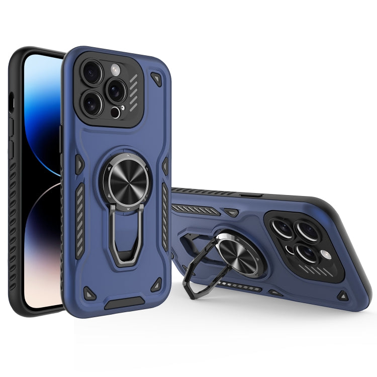 For iPhone 14 Pro Metal Rotating Bracket TPU + PC Magnetic Phone Case