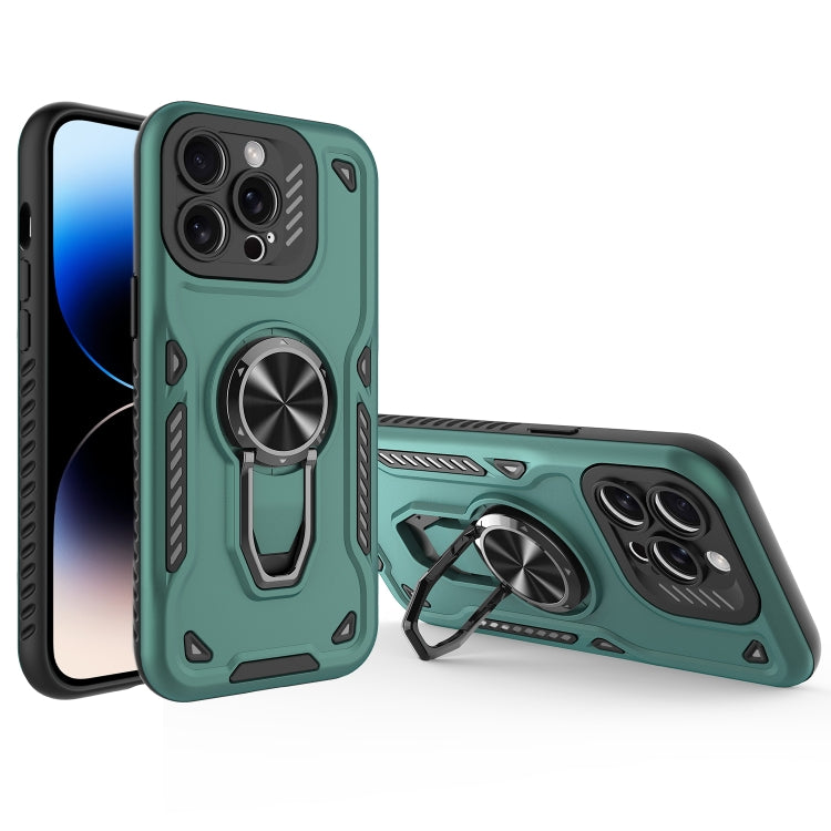 For iPhone 14 Pro Metal Rotating Bracket TPU + PC Magnetic Phone Case