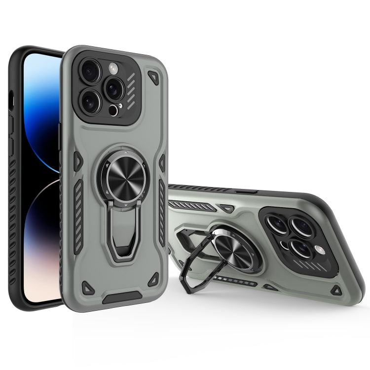 For iPhone 14 Pro Metal Rotating Bracket TPU + PC Magnetic Phone Case