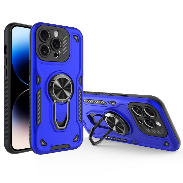 For iPhone 14 Pro Metal Rotating Bracket TPU + PC Magnetic Phone Case