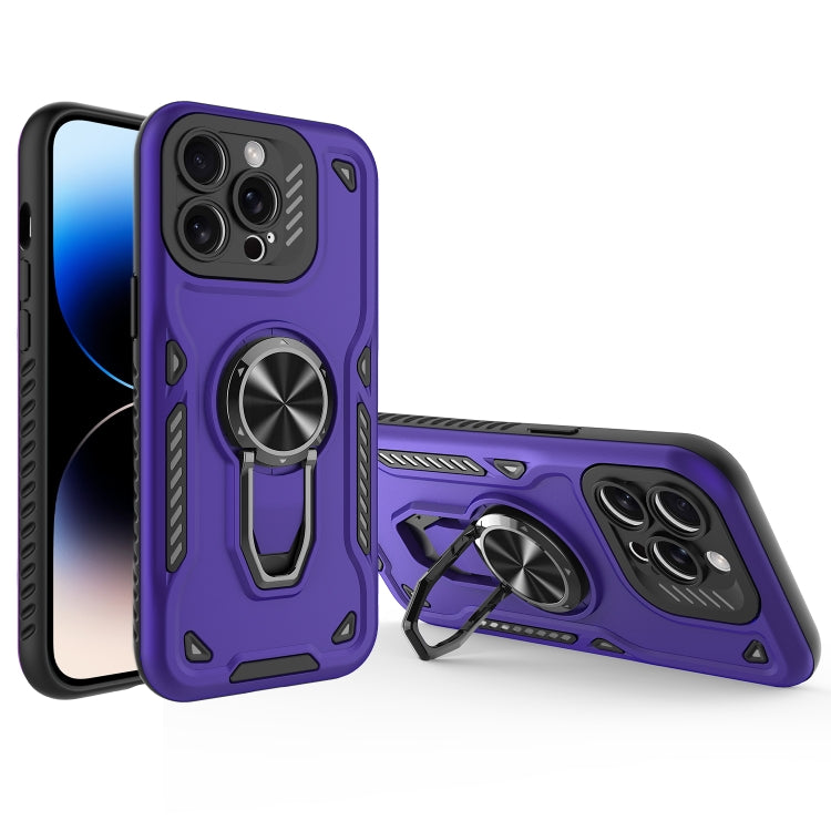 For iPhone 14 Pro Metal Rotating Bracket TPU + PC Magnetic Phone Case