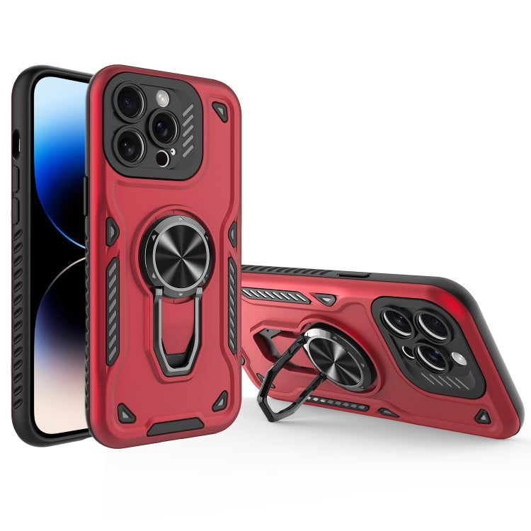 For iPhone 14 Pro Metal Rotating Bracket TPU + PC Magnetic Phone Case