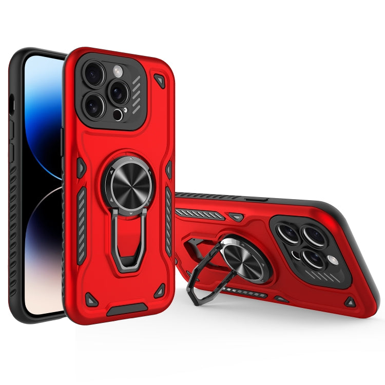 For iPhone 14 Pro Metal Rotating Bracket TPU + PC Magnetic Phone Case