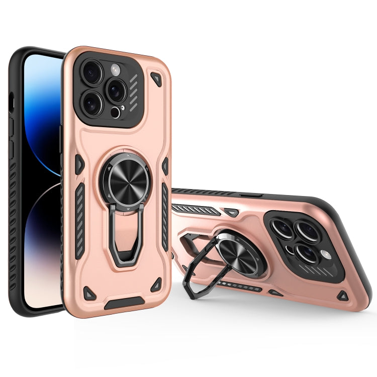 For iPhone 14 Pro Metal Rotating Bracket TPU + PC Magnetic Phone Case