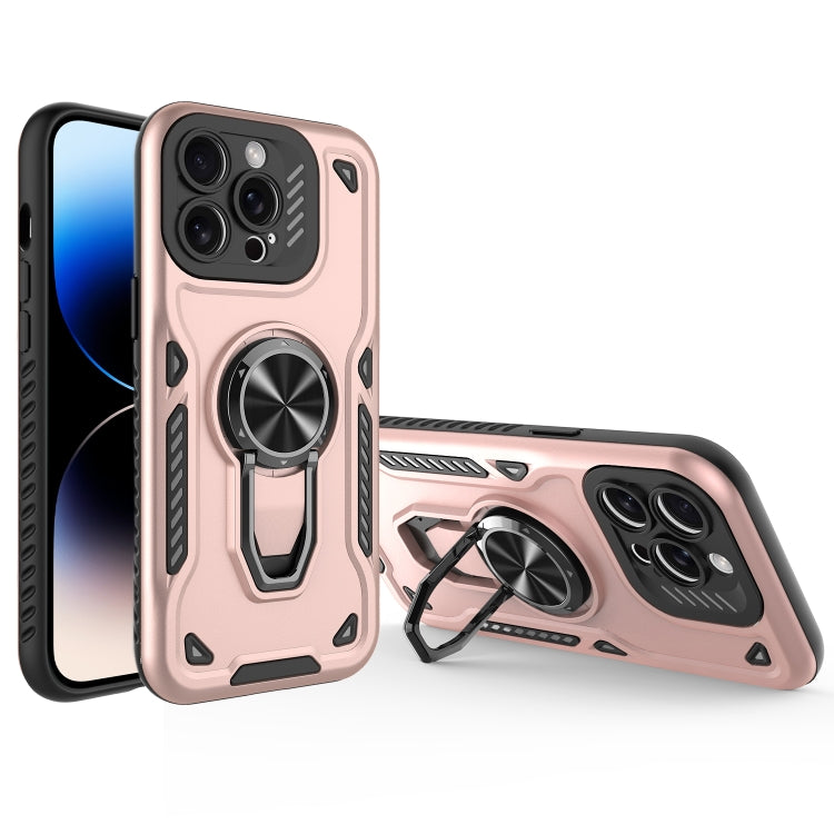 For iPhone 14 Pro Metal Rotating Bracket TPU + PC Magnetic Phone Case
