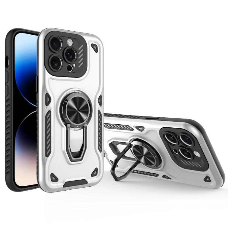 For iPhone 14 Pro Metal Rotating Bracket TPU + PC Magnetic Phone Case