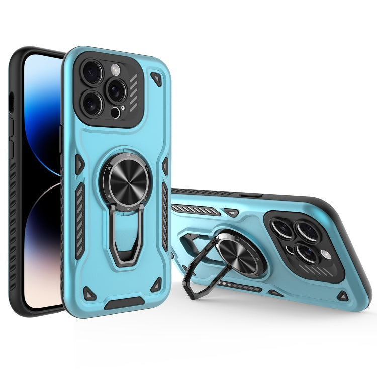 For iPhone 14 Pro Metal Rotating Bracket TPU + PC Magnetic Phone Case
