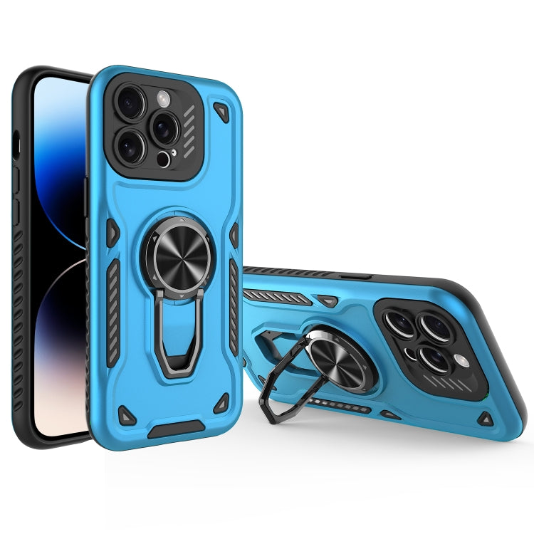 For iPhone 14 Pro Max Metal Rotating Bracket TPU + PC Magnetic Phone Case