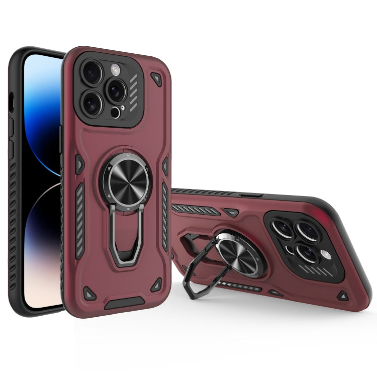 For iPhone 14 Pro Max Metal Rotating Bracket TPU + PC Magnetic Phone Case