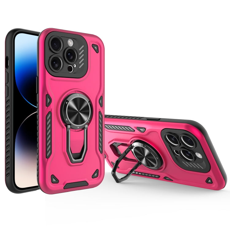 For iPhone 14 Pro Max Metal Rotating Bracket TPU + PC Magnetic Phone Case