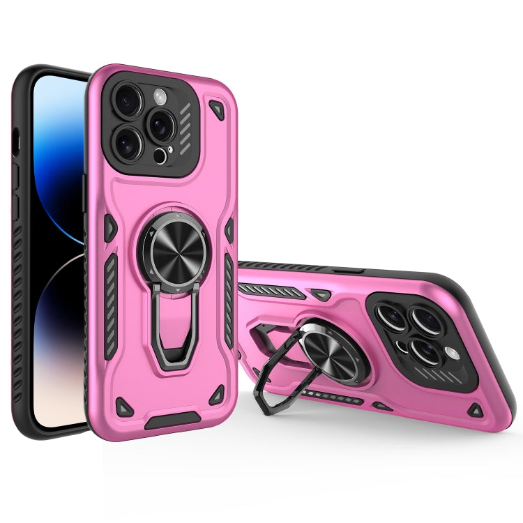 For iPhone 14 Pro Max Metal Rotating Bracket TPU + PC Magnetic Phone Case