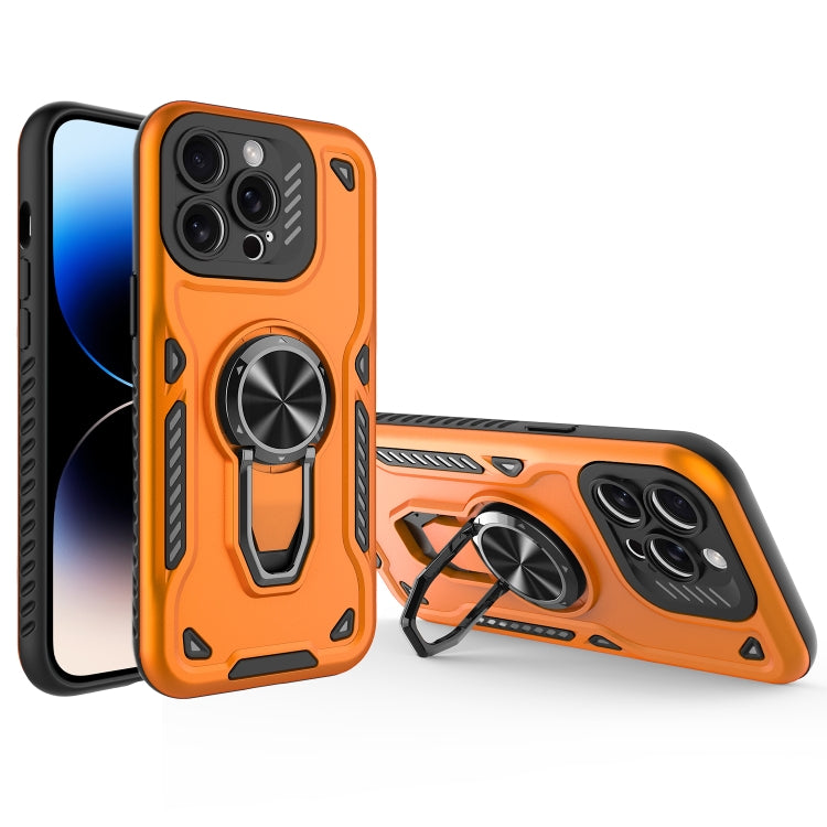 For iPhone 14 Pro Max Metal Rotating Bracket TPU + PC Magnetic Phone Case