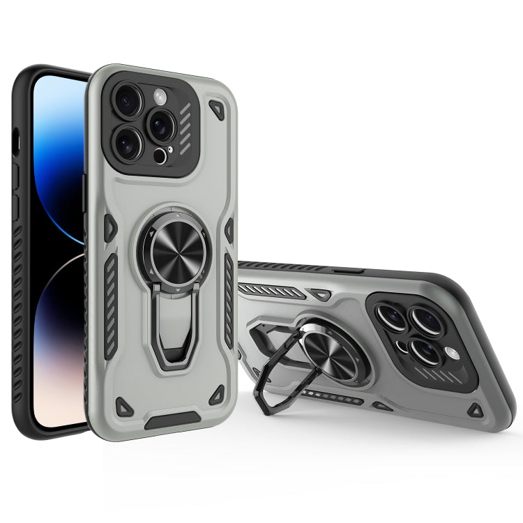 For iPhone 14 Pro Max Metal Rotating Bracket TPU + PC Magnetic Phone Case