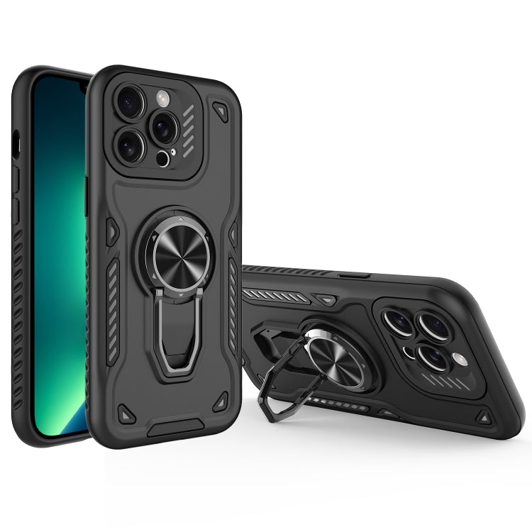 For iPhone 13 Pro Max Metal Rotating Bracket TPU + PC Magnetic Phone Case