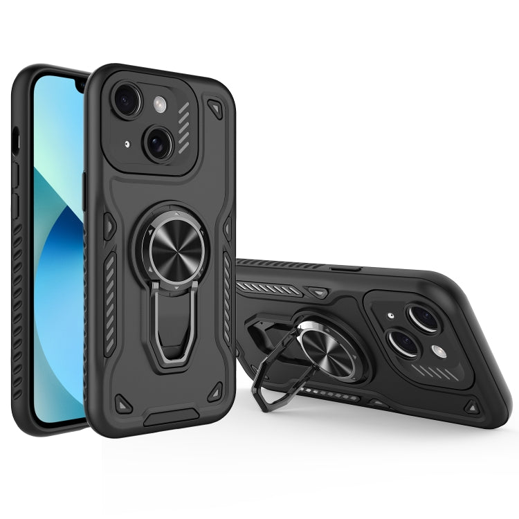 For iPhone 13 Metal Rotating Bracket TPU + PC Magnetic Phone Case