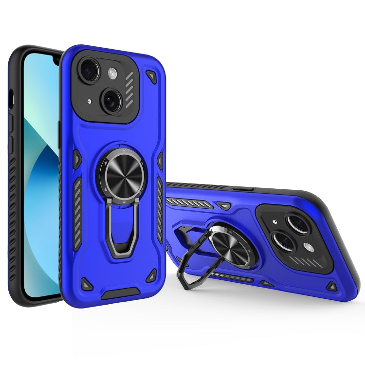 For iPhone 13 Metal Rotating Bracket TPU + PC Magnetic Phone Case