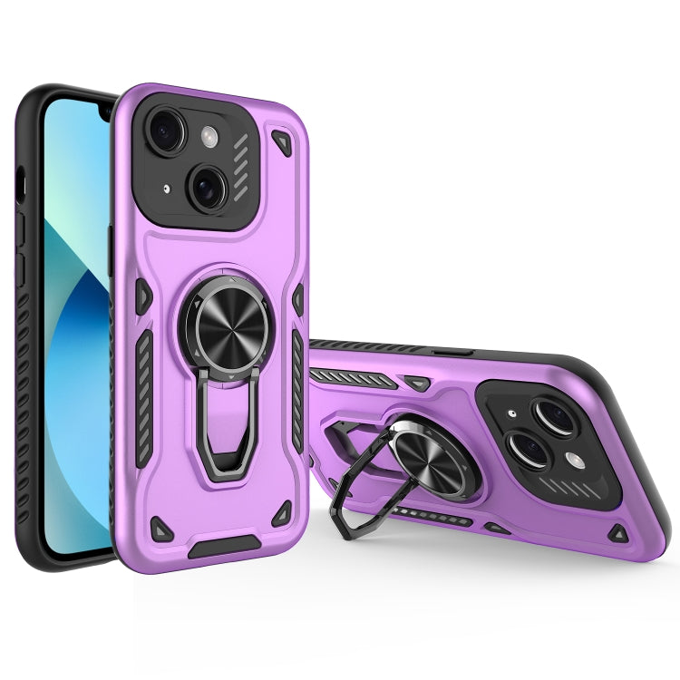 For iPhone 13 Metal Rotating Bracket TPU + PC Magnetic Phone Case