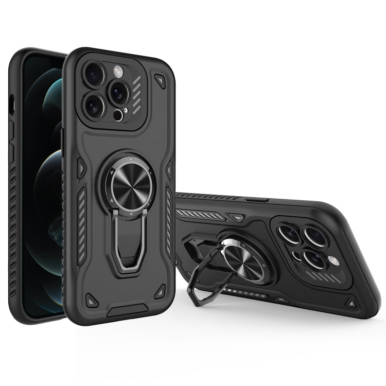 For iPhone 12 Pro Max Metal Rotating Bracket TPU + PC Magnetic Phone Case