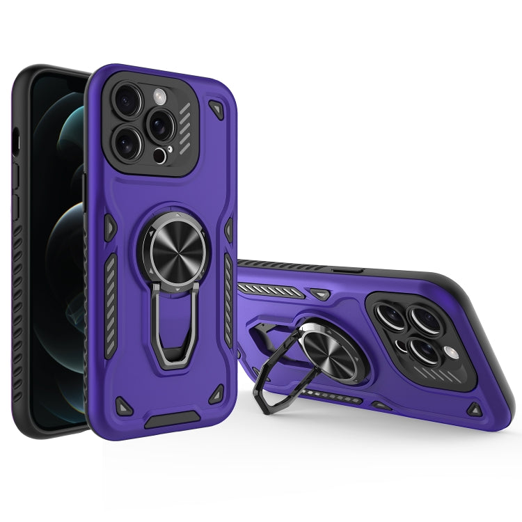 For iPhone 12 Pro Max Metal Rotating Bracket TPU + PC Magnetic Phone Case