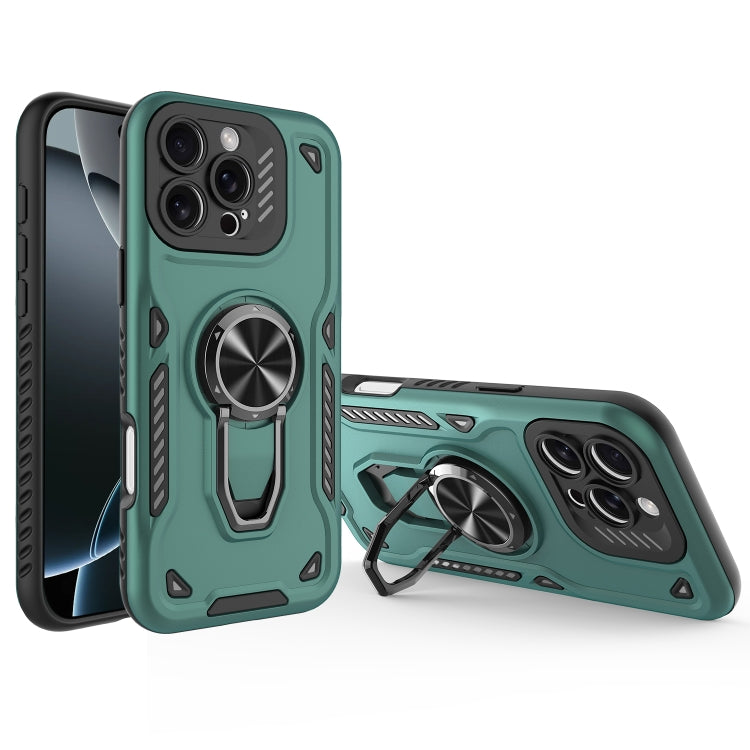 For iPhone 16 Pro Max Metal Rotating Bracket TPU + PC Magnetic Phone Case