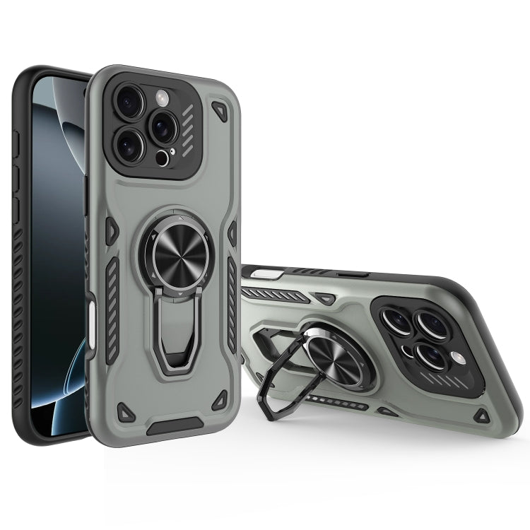 For iPhone 16 Pro Max Metal Rotating Bracket TPU + PC Magnetic Phone Case