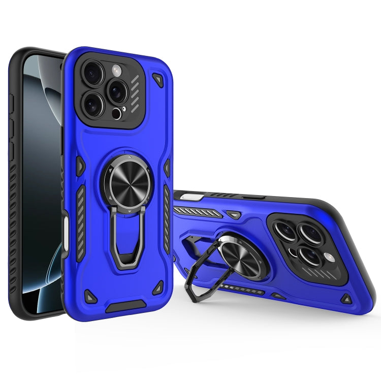 For iPhone 16 Pro Max Metal Rotating Bracket TPU + PC Magnetic Phone Case