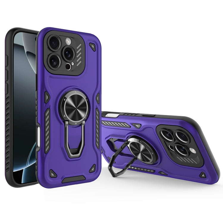 For iPhone 16 Pro Max Metal Rotating Bracket TPU + PC Magnetic Phone Case
