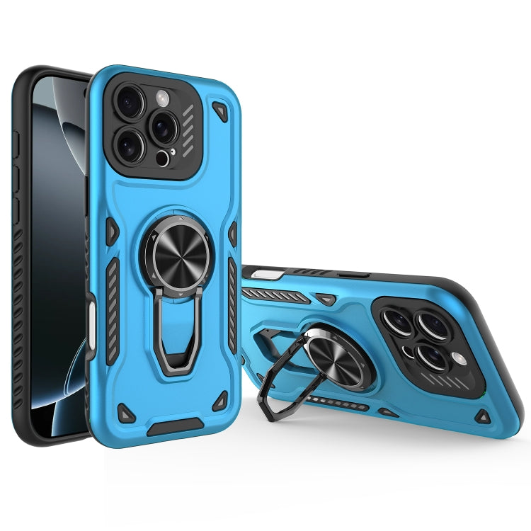 For iPhone 16 Pro Max Metal Rotating Bracket TPU + PC Magnetic Phone Case