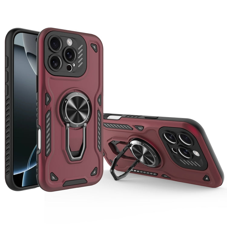 For iPhone 16 Pro Max Metal Rotating Bracket TPU + PC Magnetic Phone Case