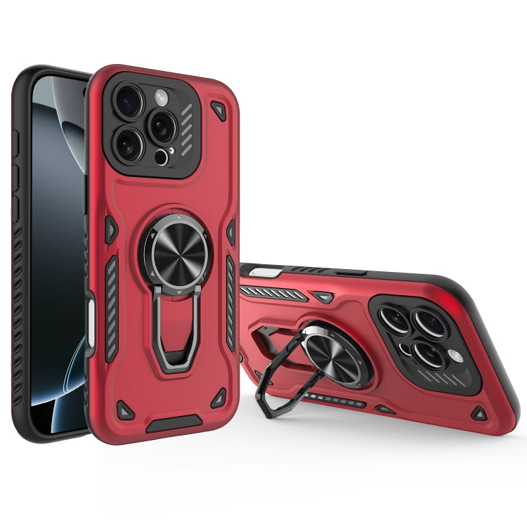 For iPhone 16 Pro Max Metal Rotating Bracket TPU + PC Magnetic Phone Case