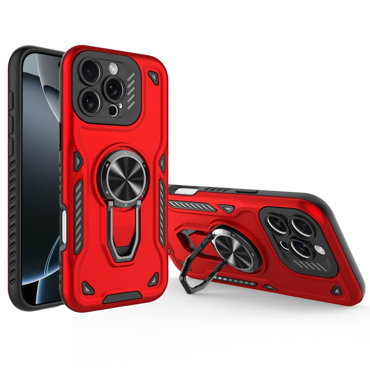 For iPhone 16 Pro Max Metal Rotating Bracket TPU + PC Magnetic Phone Case