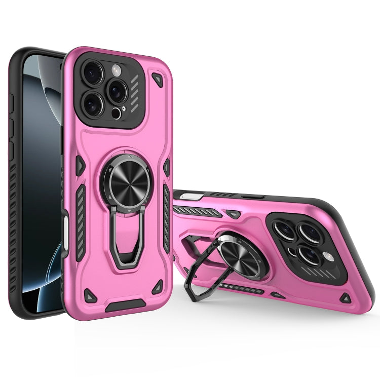 For iPhone 16 Pro Max Metal Rotating Bracket TPU + PC Magnetic Phone Case