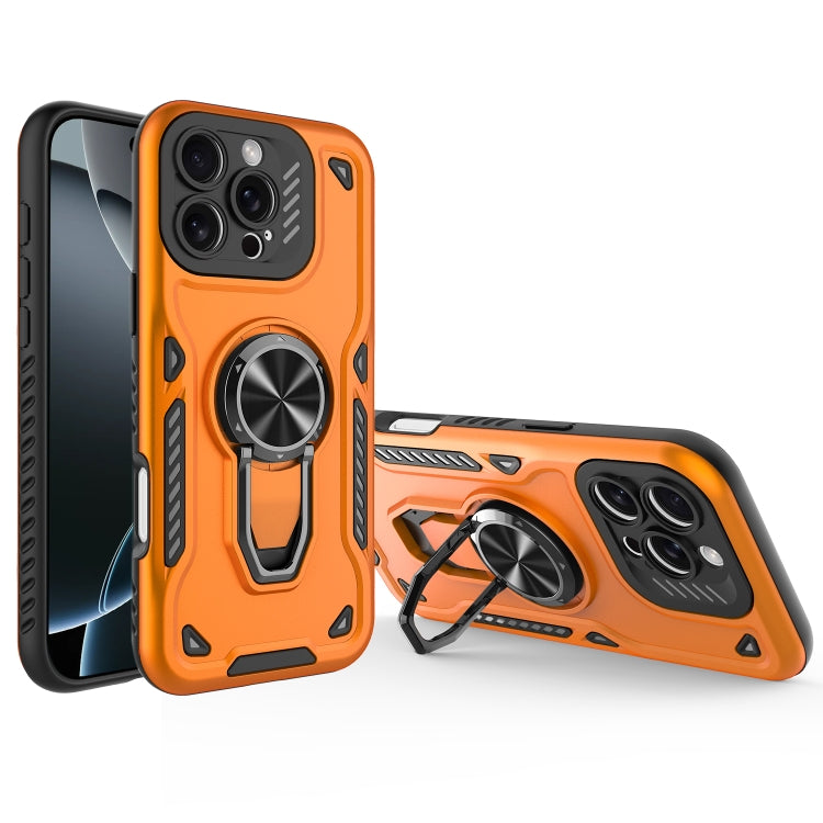 For iPhone 16 Pro Max Metal Rotating Bracket TPU + PC Magnetic Phone Case