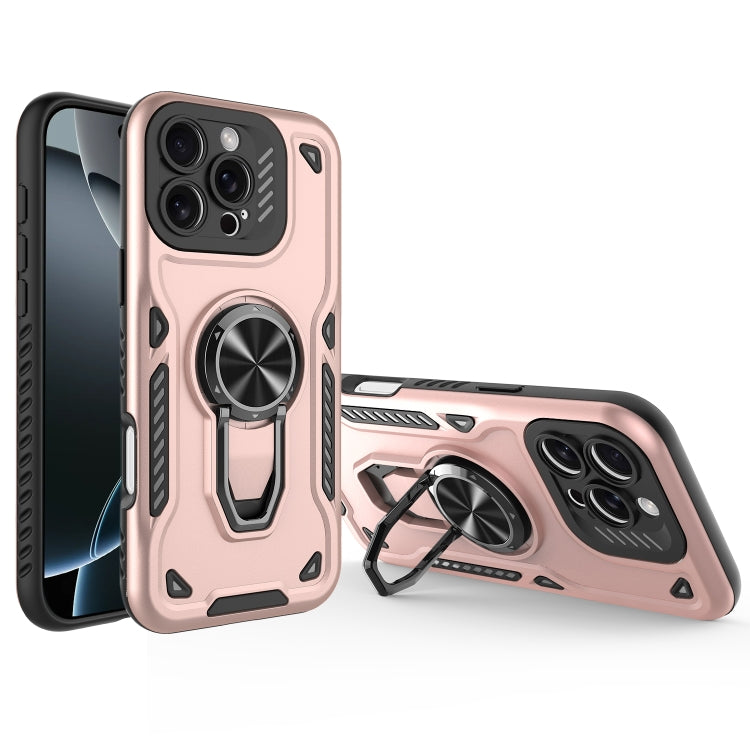 For iPhone 16 Pro Max Metal Rotating Bracket TPU + PC Magnetic Phone Case