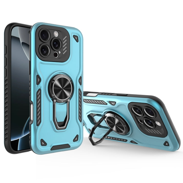 For iPhone 16 Pro Max Metal Rotating Bracket TPU + PC Magnetic Phone Case