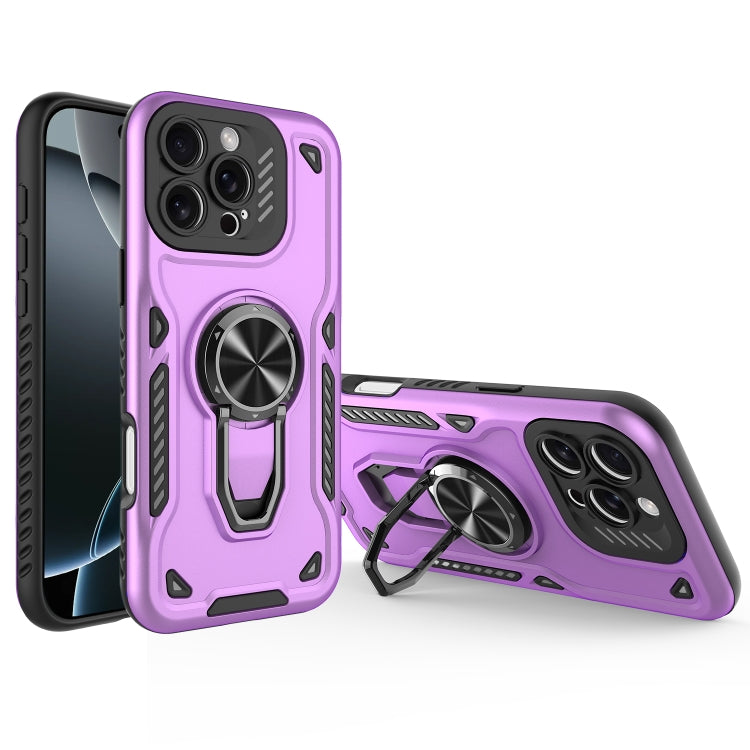 For iPhone 16 Pro Max Metal Rotating Bracket TPU + PC Magnetic Phone Case