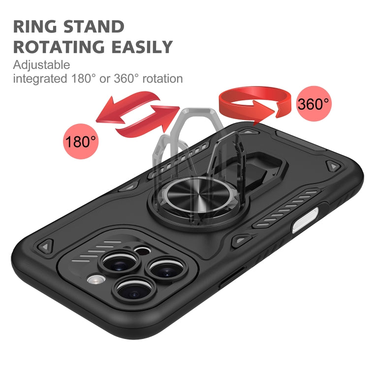 For iPhone 16 Pro Metal Rotating Bracket TPU + PC Magnetic Phone Case