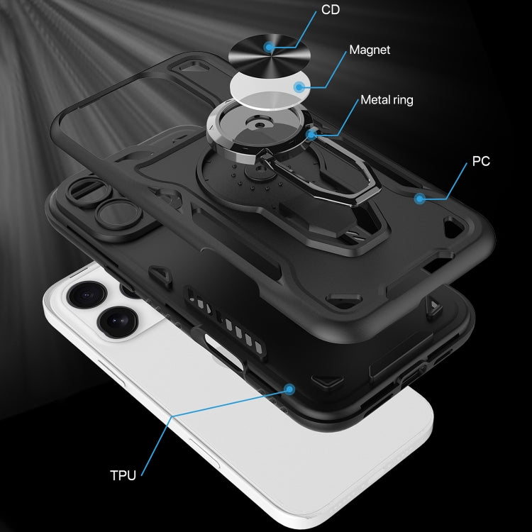 For iPhone 13 Metal Rotating Bracket TPU + PC Magnetic Phone Case