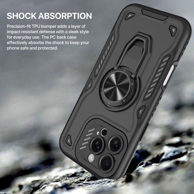 For iPhone 15 Metal Rotating Bracket TPU + PC Magnetic Phone Case