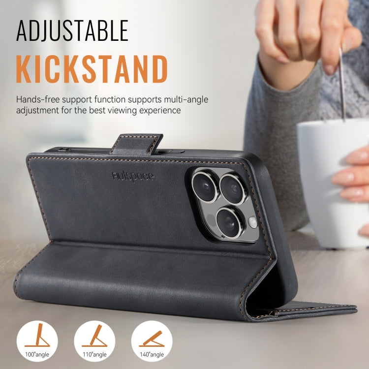 For iPhone 16 Pro Max AutSpace A11 Side Buckle MagSafe Magnetic RFID Phone Leather Case