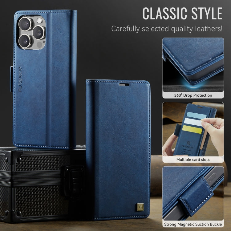 For iPhone 16 Pro Max AutSpace A11 Side Buckle MagSafe Magnetic RFID Phone Leather Case