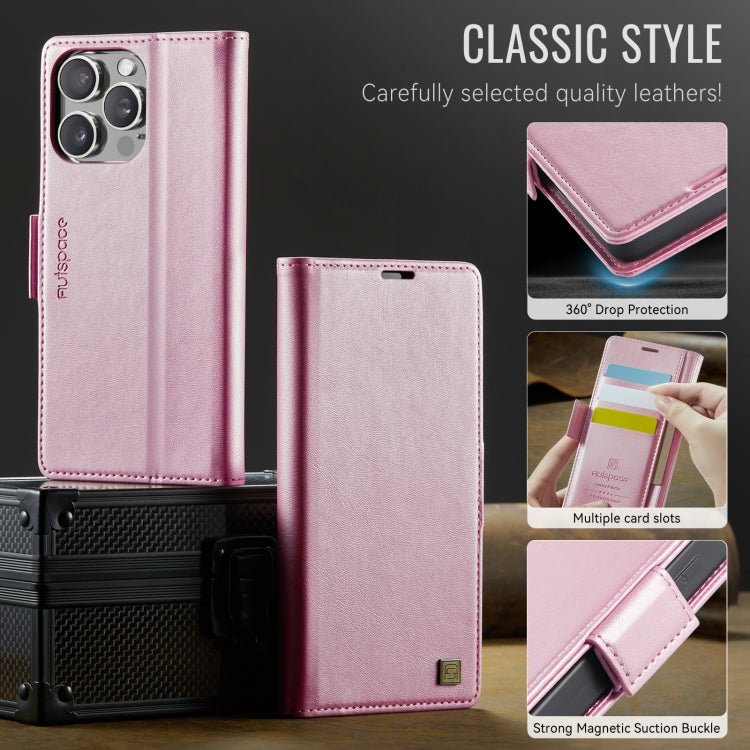 For iPhone 16 Pro Max AutSpace A11 Side Buckle MagSafe Magnetic RFID Phone Leather Case