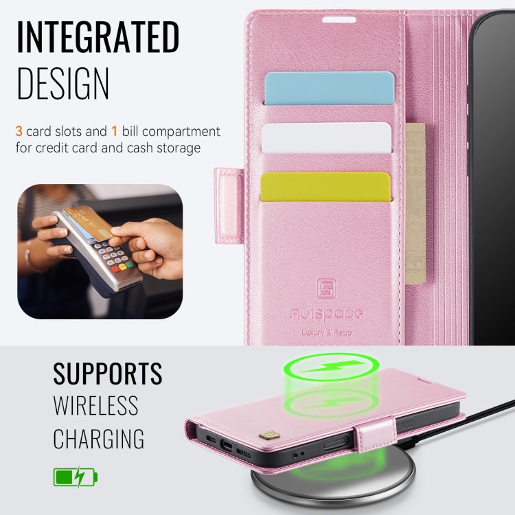 For iPhone 16 Pro Max AutSpace A11 Side Buckle MagSafe Magnetic RFID Phone Leather Case