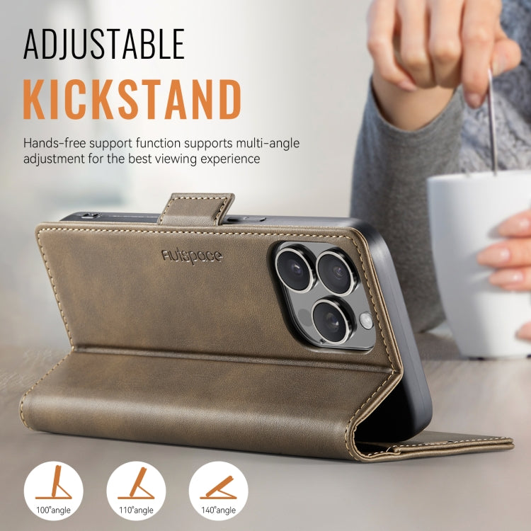 For iPhone 16 Pro Max AutSpace A11 Side Buckle MagSafe Magnetic RFID Phone Leather Case