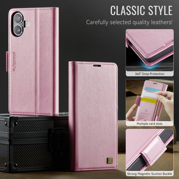 For iPhone 16 AutSpace A11 Side Buckle MagSafe Magnetic RFID Phone Leather Case