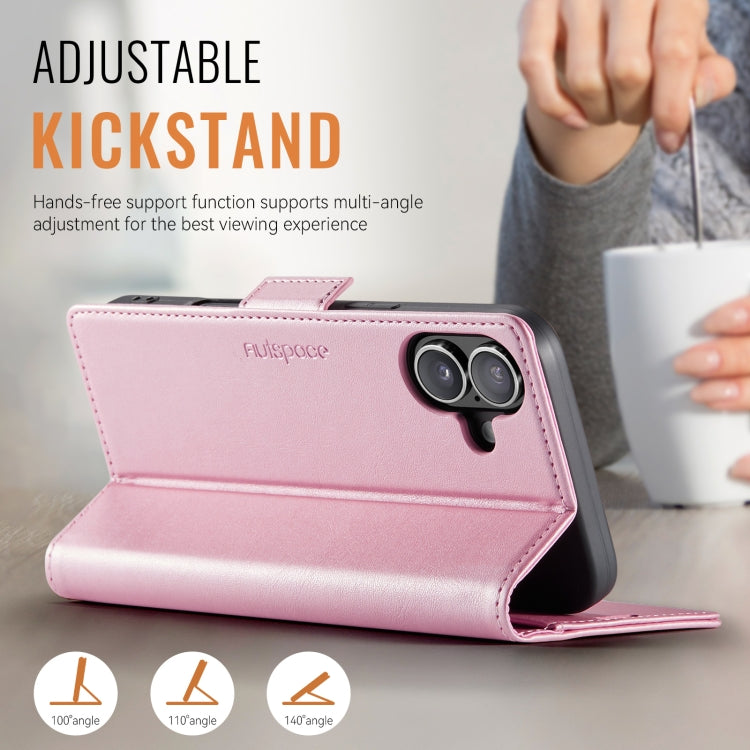 For iPhone 16 AutSpace A11 Side Buckle MagSafe Magnetic RFID Phone Leather Case