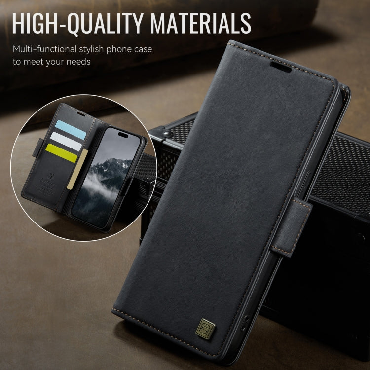 For iPhone 15 Pro AutSpace A11 Side Buckle MagSafe Magnetic RFID Phone Leather Case
