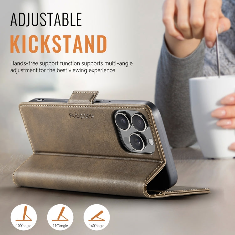 For iPhone 15 Pro AutSpace A11 Side Buckle MagSafe Magnetic RFID Phone Leather Case