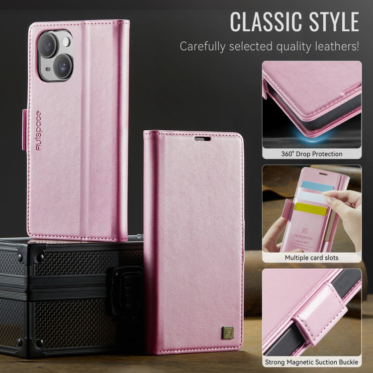 For iPhone 15 Plus AutSpace A11 Side Buckle MagSafe Magnetic RFID Phone Leather Case