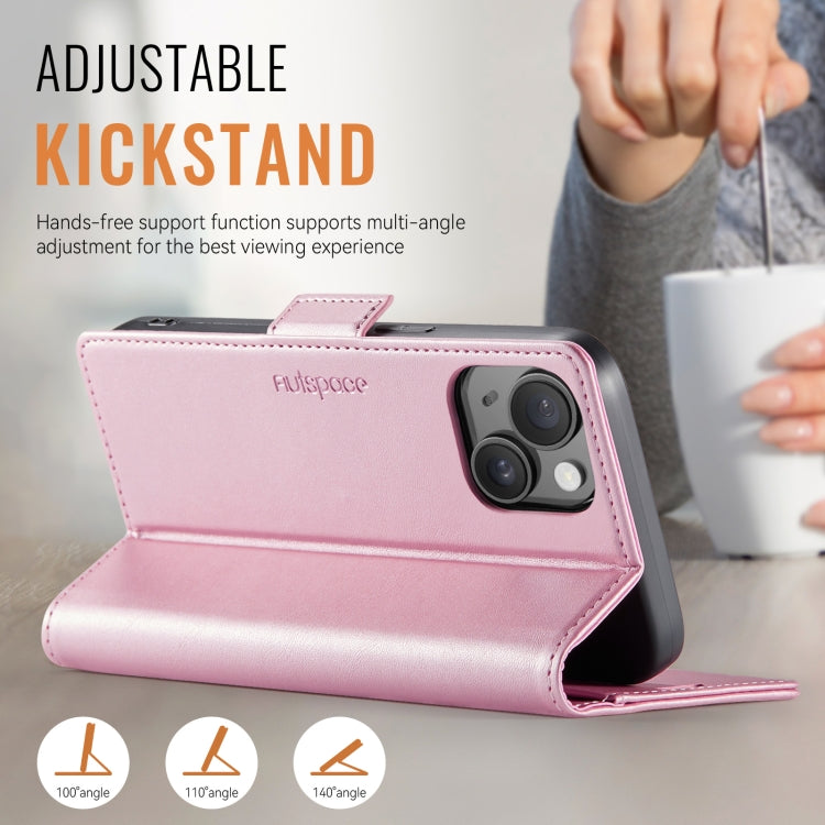For iPhone 15 Plus AutSpace A11 Side Buckle MagSafe Magnetic RFID Phone Leather Case